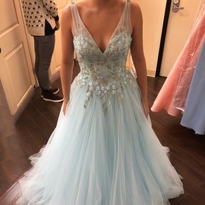 light blue sherri hill dress